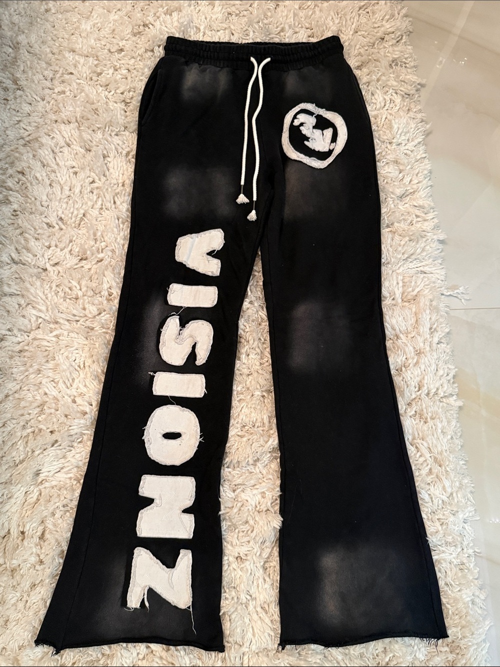 Black Graphic Lettered Men's Sweatpants with Drawstring Waist